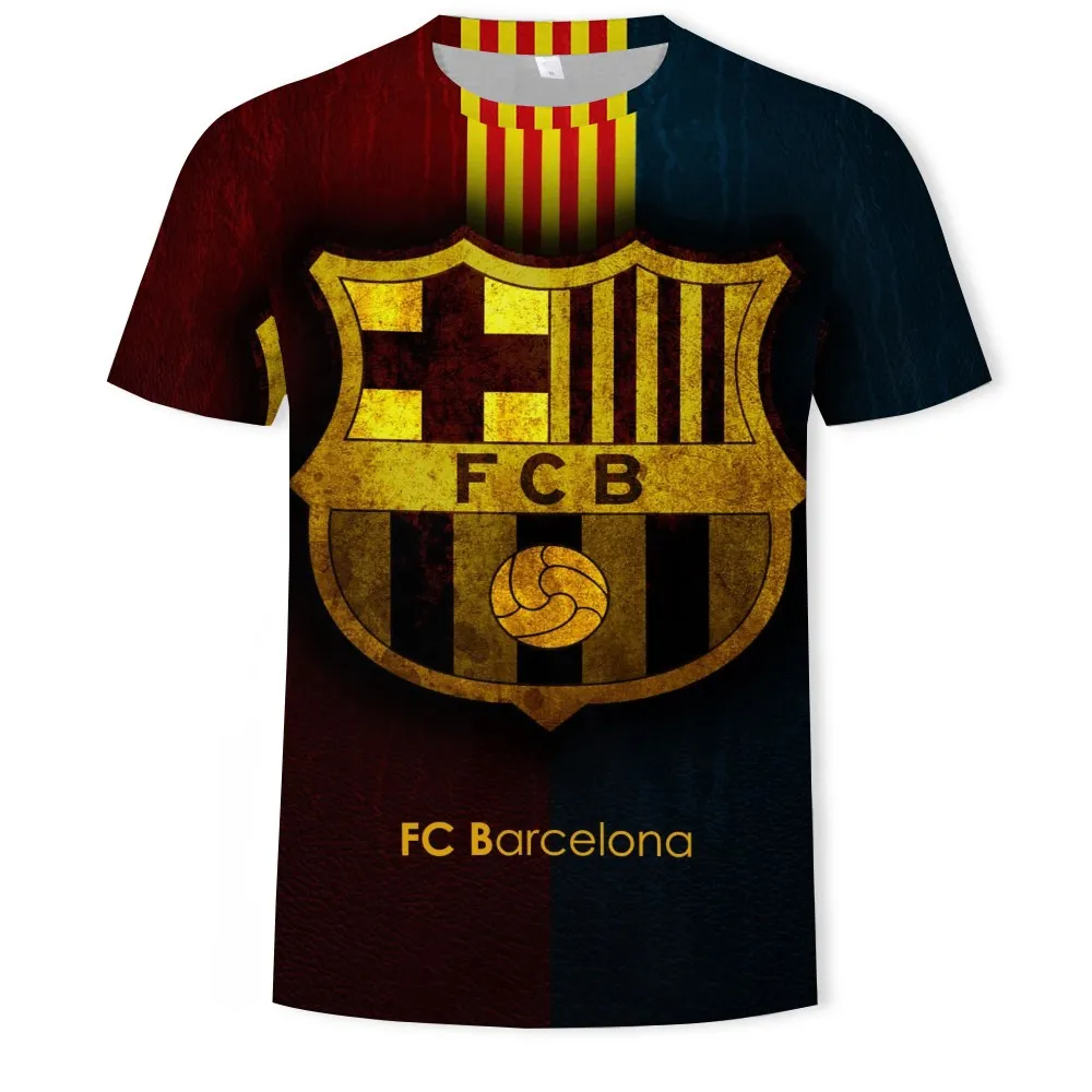Футболка чемпиона футбольного клуба "Барселона", 3D футболка, мужские футболки, 3D футболка с круглым вырезом и принтом, Повседневная футболка, одежда с принтом, топы