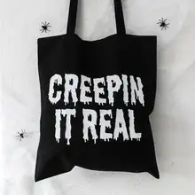 Creepin It настоящая сумка на Хэллоуин Женская модная забавная Милая графическая Холщовая Сумка сумки для покупок дорожная сумка на молнии