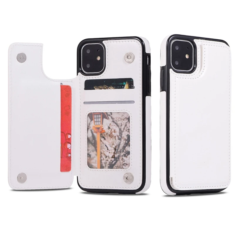 Для IPhone PU кожаный чехол-кошелек с отделением для кредитных карт чехол с поддержкой задней крышки-5,8 дюймов белый