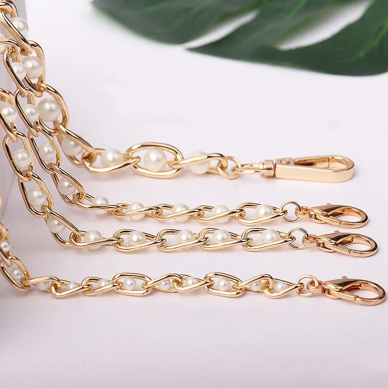 

Bag Chain Strap Metal Pearl Belt Chain Women Sweet Shoulder Strap DIY Long Replacement Handbag Handles For Bag Accessories