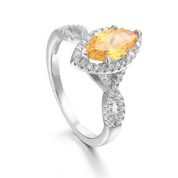 

Sterling Silver Ring Ladies Luxury Personality Horse Eye Citrine Fashion Ring Row Real TL-225