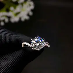 BOEYCJR 925 серебро 0.5ct/1ct/2ct/3ct D Цвет Moissanite VVS 6 когти элегантное обручальное свадебное кольцо с бриллиантом для женщин