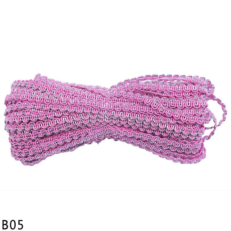 B05 pink 12 В/24 м 5 мм Плетеный кружевной отделкой лента DIY прошитая вручную аксессуары шнуровкой, плетеным кружевом Свадебная вечеринка украшения - Цвет: B05 pink