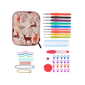 

Premium Crochet Hooks Set With Case 2 Styles Knitting Needles Set DIY Needle Arts Craft Scissors Stitch Markers Sewing Tools