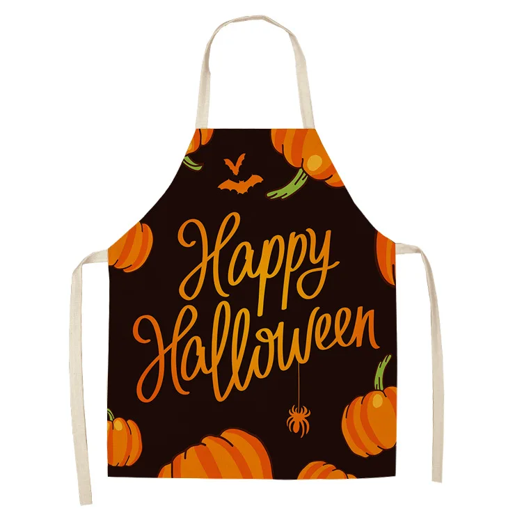 1 Pcs Pumpkin Witch Horror Happy Halloween Kitchen Aprons for Woman Man Home Cooking Baking Shop Cleaning Cotton Linen Apron
