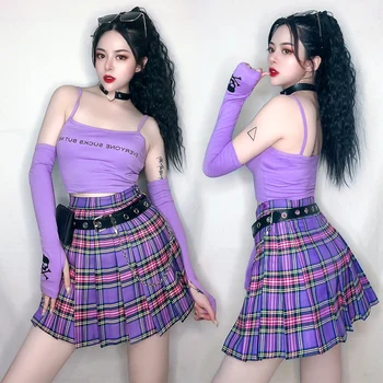 

Jazz Dance Costume Women Purple Cheerleader Cosplay Rave Outfit Nightclub Pole Dance Clothing Gogo Ds Dancers Team Wear DCC793