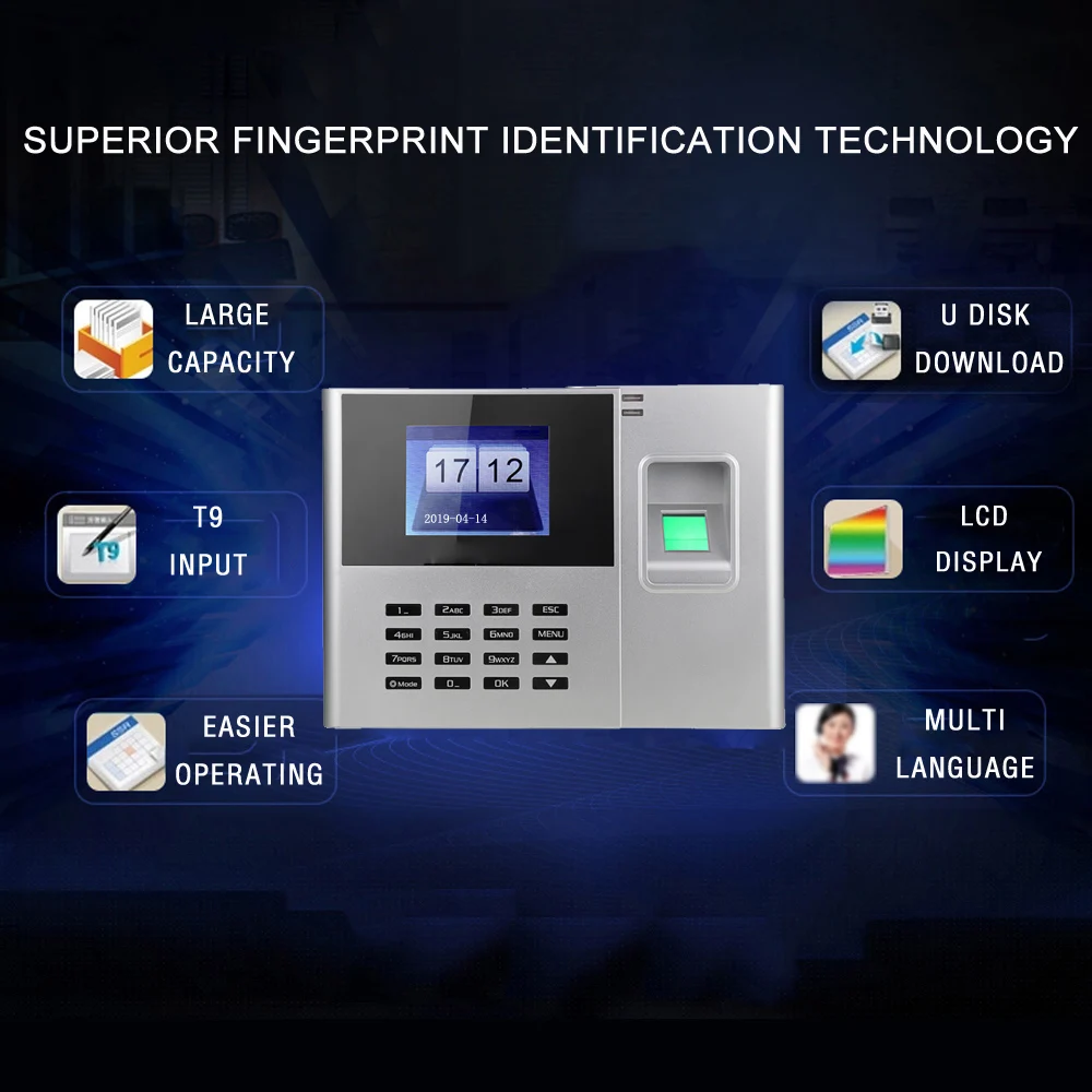 N 308 TCP/IP USB времени биометрическая система посещаемости часы рекордер сотрудников