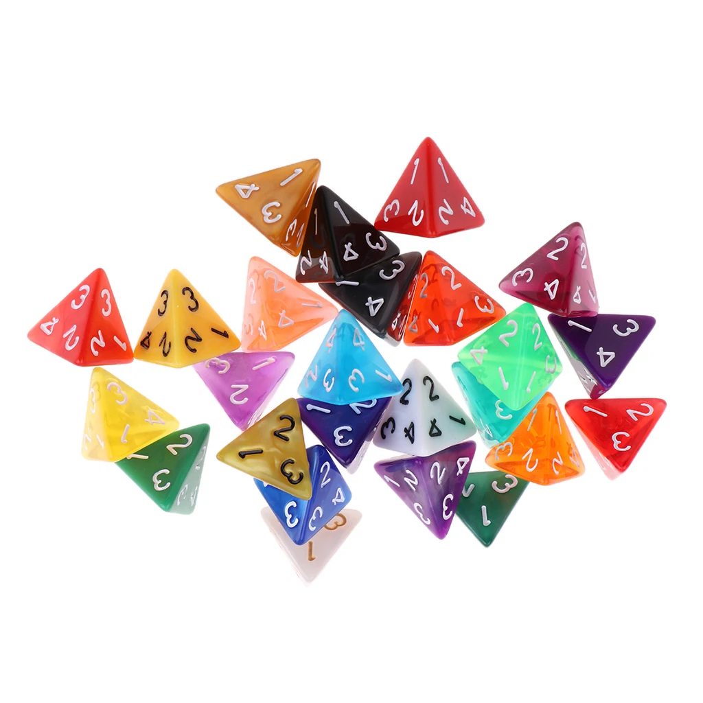 25Pc Plastic D4 Dices for Dungeons &Dragons D&D TRPG Adults Pub Bar Fun