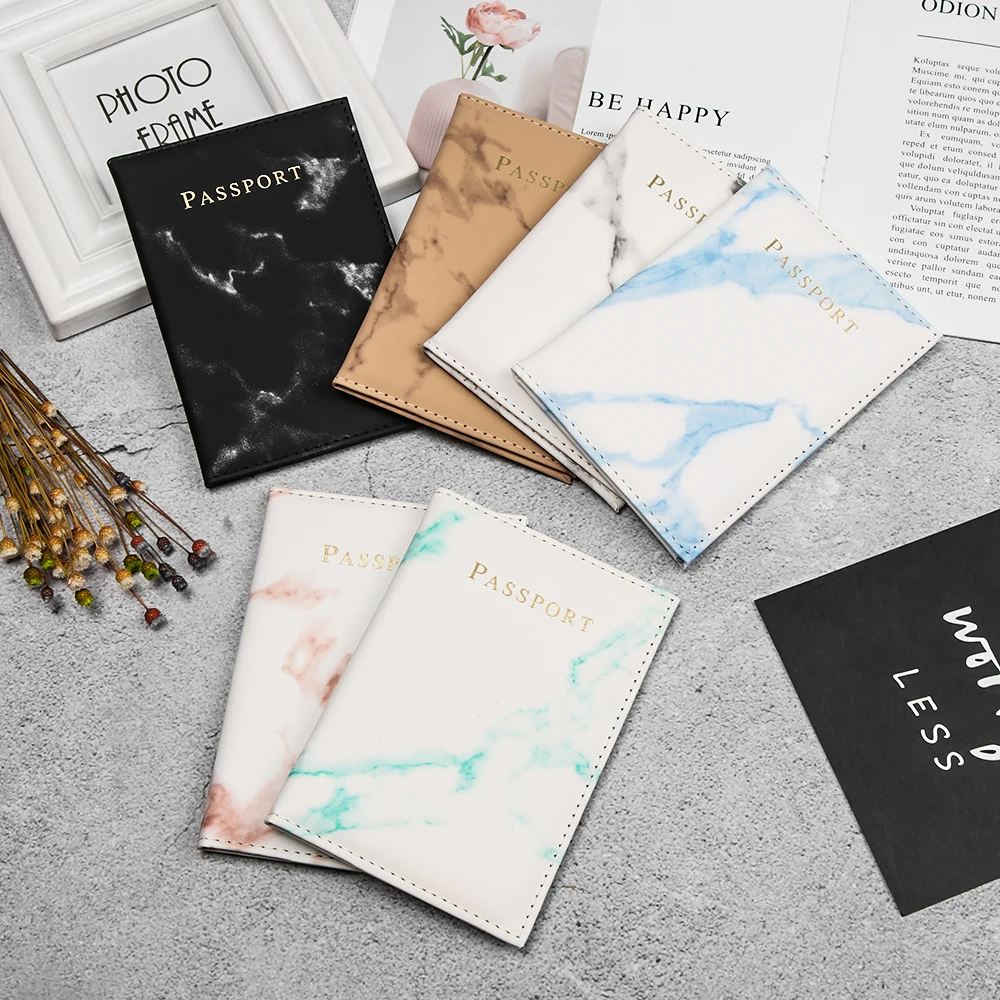 

1PC Fashion Cute Marble Pattern Passport Cover Women PU Leather Women Travel Passport Holder Designer Covers on The Passport