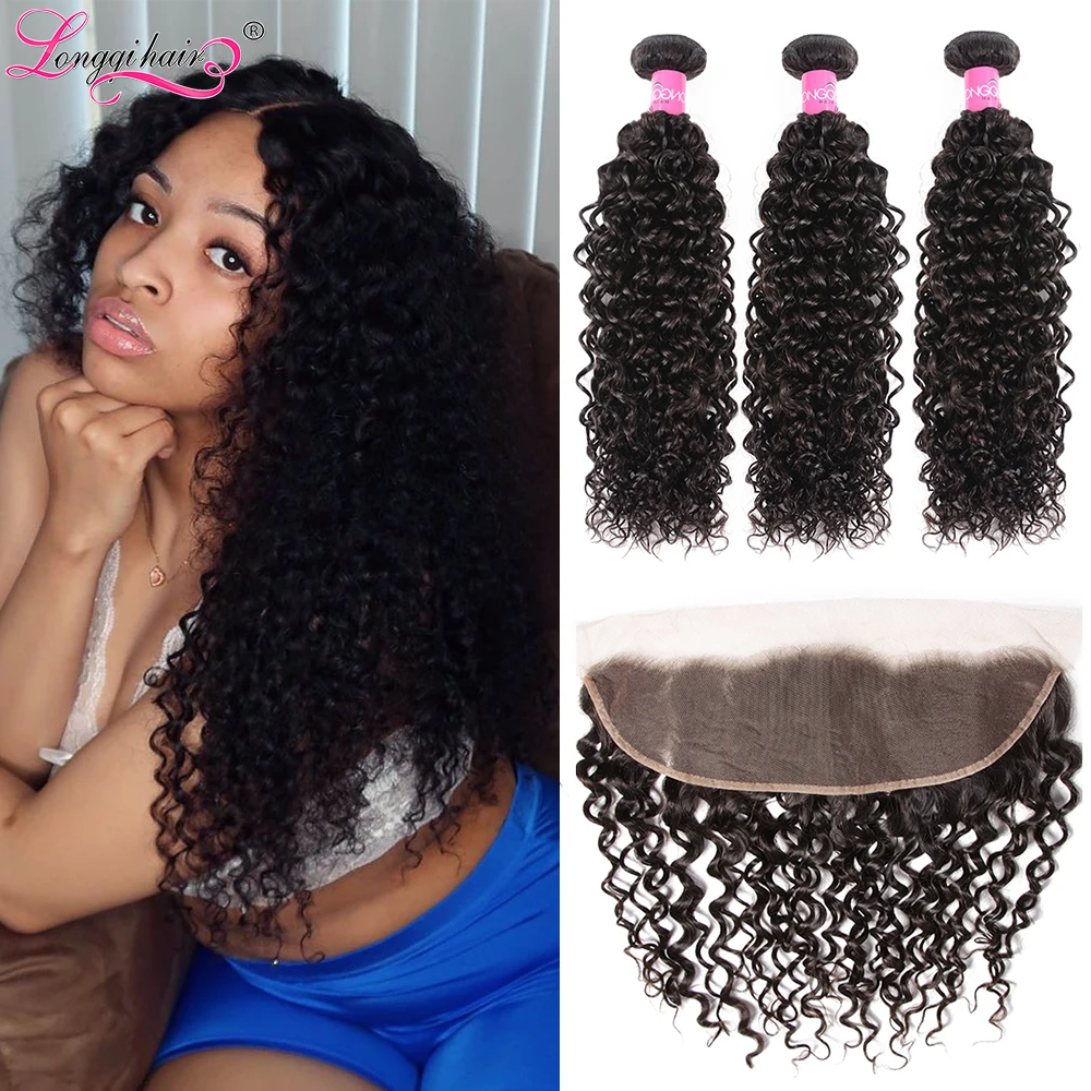 Longqi Hair Cambodian Curly Bundles With Frontal Remy Human Hair