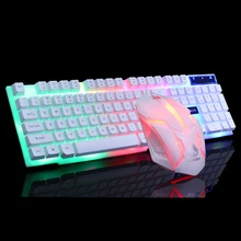 USB Wired Gaming Keyboard Mouse Set PC Rainbow Colorful LED Illuminated Backlit Gamer Gaming Mouse and Keyboard Kit Home Office parasolant wired usb led light keyboard and mouse set white black laptop computer colorful gaming backlit keyboard mouse combos