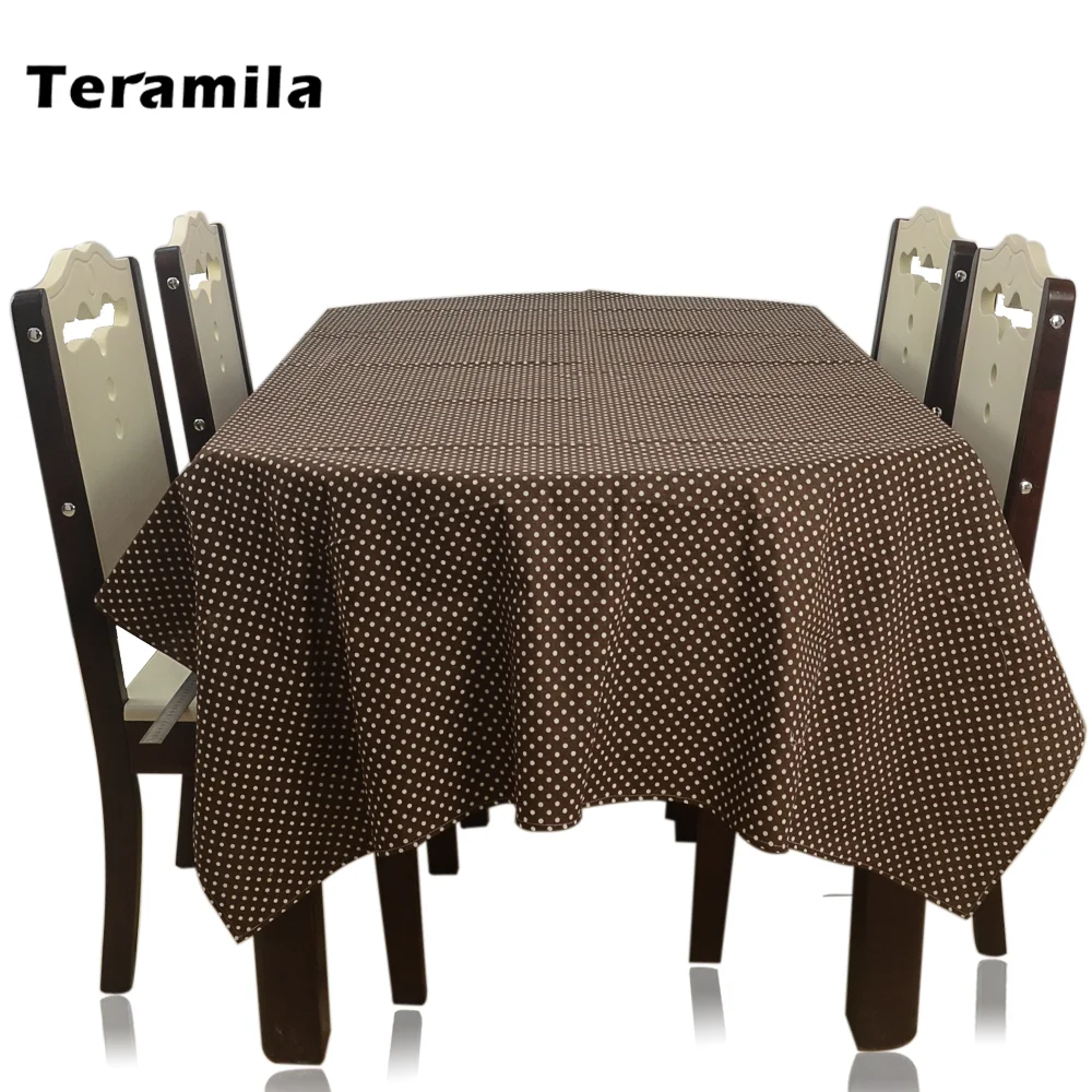 

Teramila Dots Design Thick Rectangular Square Table Cloth Linen Cover For Home Decoration Wedding Mantel Party Dining Tablecloth