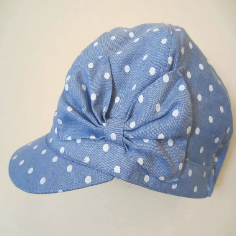 Light Blue Cowboy Polka Dot Bow Girl Star Cap Child Peaked Cap Child Visor