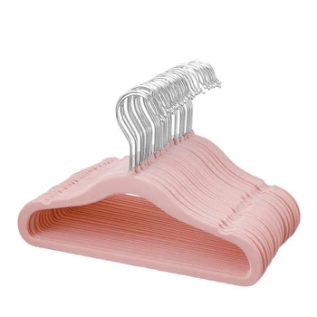

Flocking Baby Hangers,Non-Slip Kids Hangers with Swivel Hook, Notched Shoulder Design for Children Clothes,30 Pack,Pink