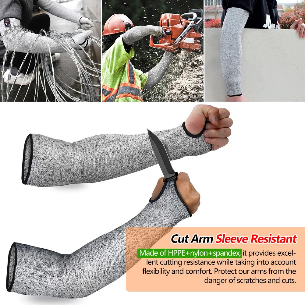 Level 5 HPPE Cut Arm Sleeve Resistant Anti-Puncture Work Protection Fingerless Arm Sleeve Cover archery arm guard