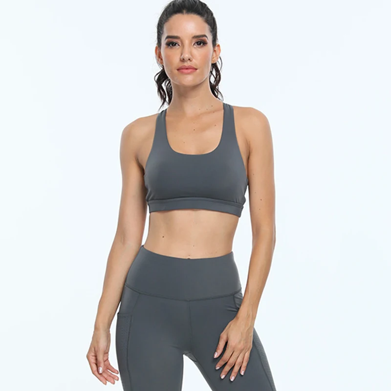 

Women's Sports Underwear Shock-Proof Yoga Vest Workout Bra Anti-Drooping with Chest Pad Women's Sports bra