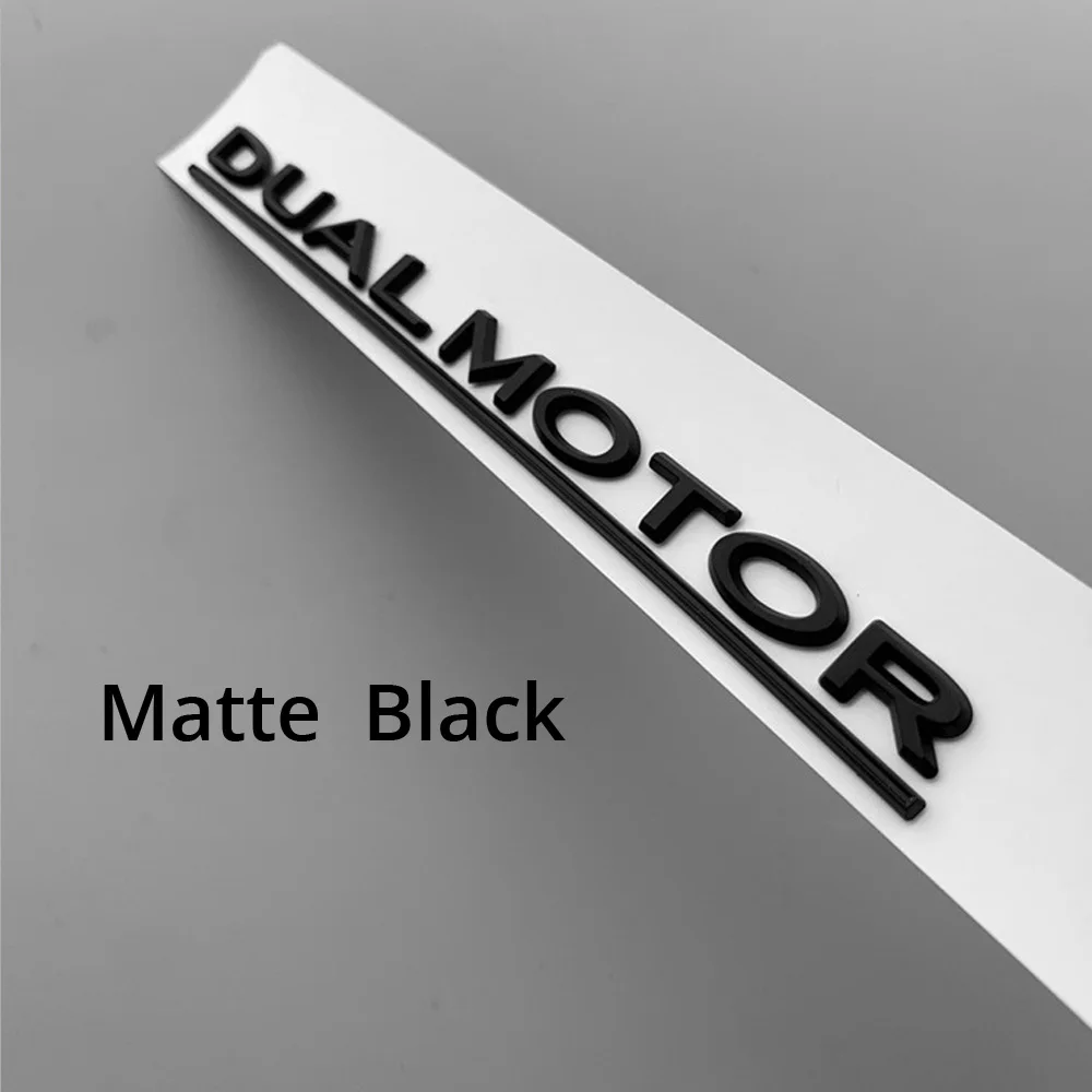 Matte Black Двойной двигатель, подчеркнутые наклейки, буквы, Эмблема для Tesla, модель 3, автомобильный Стайлинг, переоборудование багажника, декоративный значок, модификация, наклейка - Название цвета: Matte Black