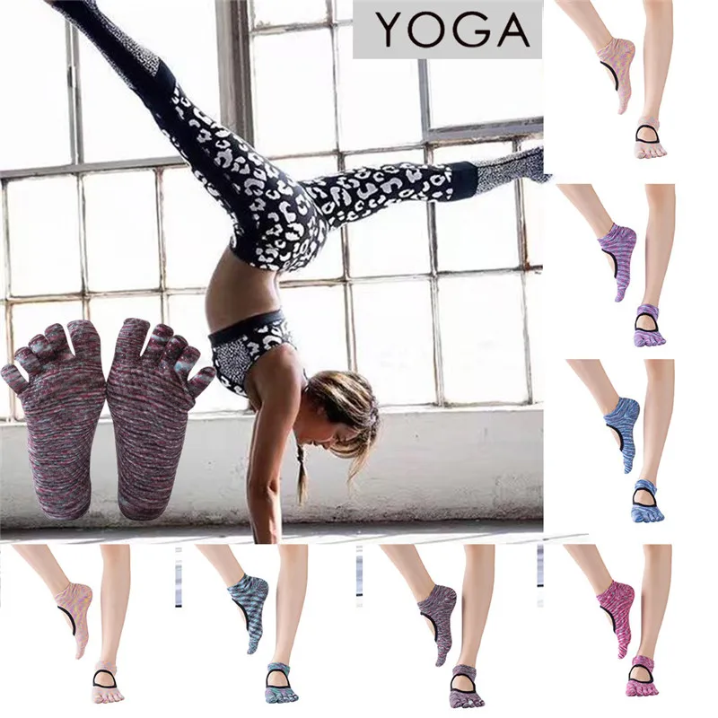 Уникальный дизайн мягкие удобные йога Носки с открытым носком женские, не скользящие раздельные пальцы Йога Носки спортивные пуанты