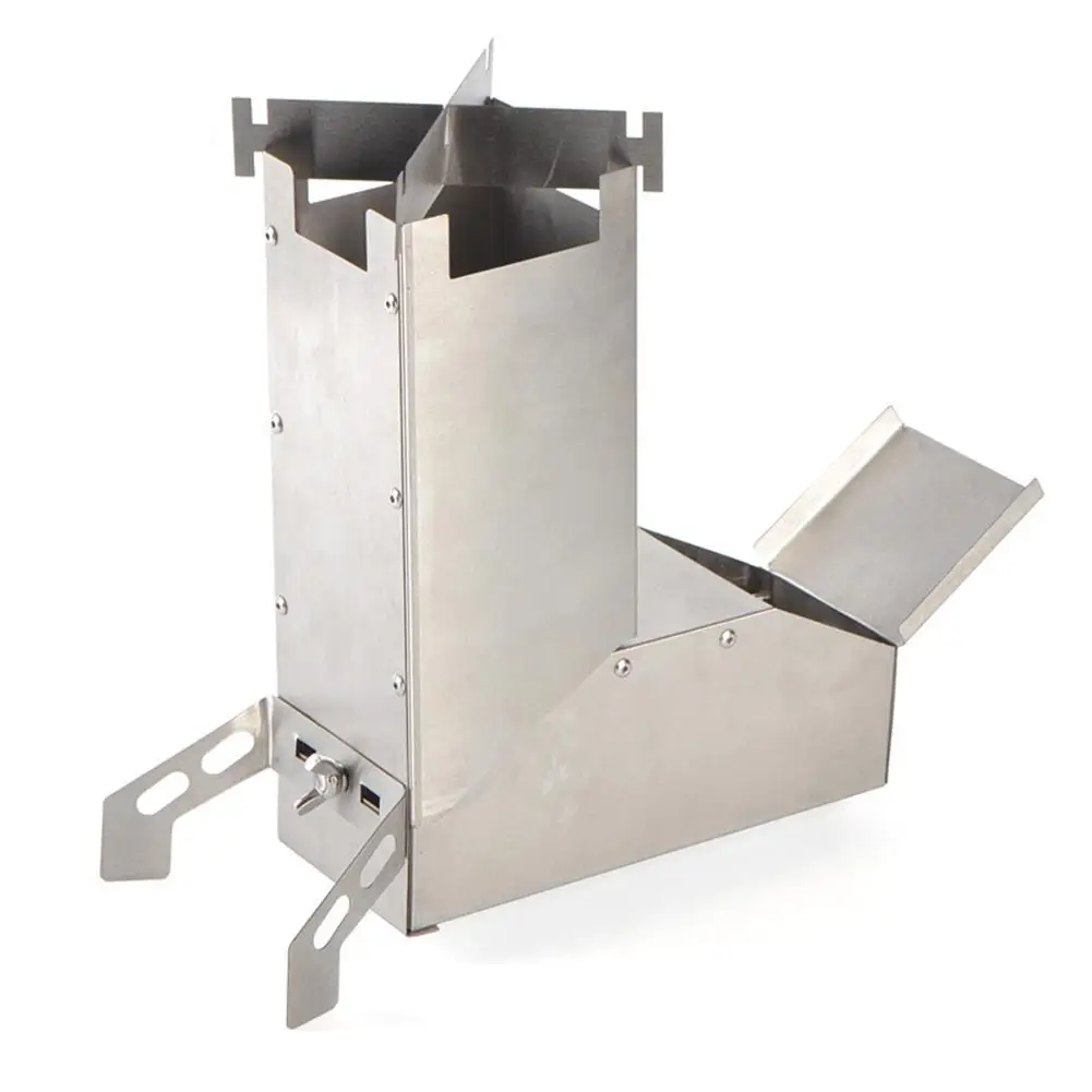 Portable Folding Stainless Steel Backpacking Rocket Stove Outdoor Wood