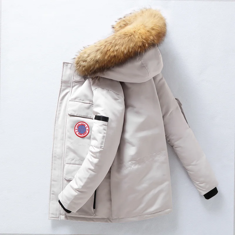 mens parka coats 90% Down Jacket Men Winter Jacket Men Fashion Thick Warm Parkas Fur White Duck Down Coats Casual Man Down Jackets white canada goose jacket