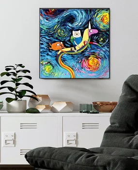 

Starry Night Series Adventure Time Posters Canvas Print Wall Art Painting Decoration Pictures 60x60cm