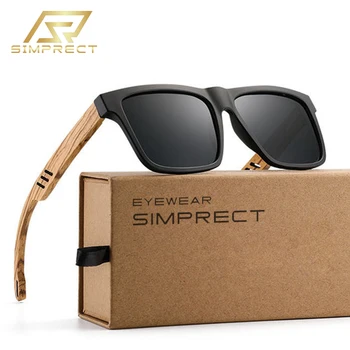

SIMPRECT Polarized Sunglasses Women 2020 High Quality Retro Wood Sunglasses Square Vintage UV400 Anti-glare Sun Glasses For Men