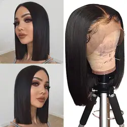 13x4 Bob Frontal Wig Lace Front Human Hair Wigs For Black Women Pre Plucked Brazilian Short Remy Hair 180 Density