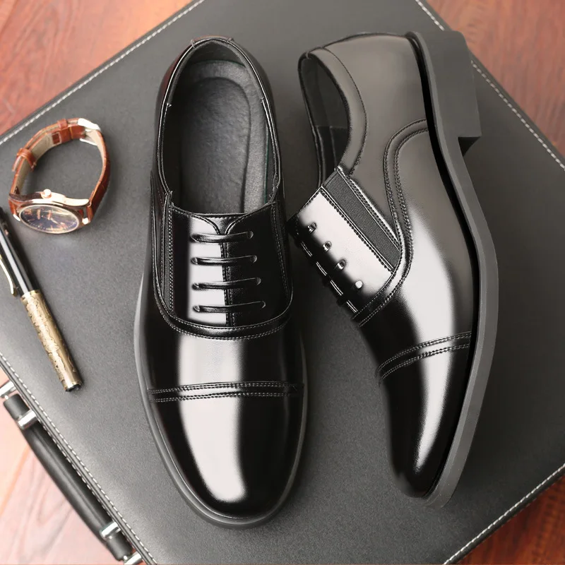 

Genuine Product 07A Captain Uniforms Officers Sergeant Three Joint Black And White with Pattern Standard MEN'S SHOES Business Fo