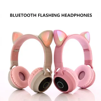 

Cat Ear Bluetooth 5.0 Headphones LED Noise Cancelling Girls Kids Cute Headset Support TF Card Jack 3.5mm Mic Wireless Headphones