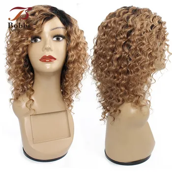 

Bobbi Collection Human Hair Wigs Machine Made Wig Ombre Honey Blonde 1B 27 Deep Wave Short Cheap Wigs Indian Non-Remy Hair