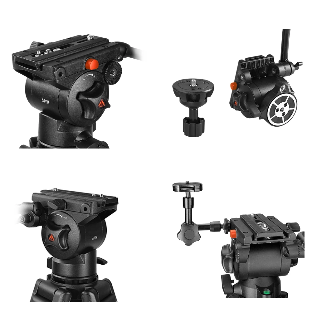 E-IMAGE Aluminum Camera Fluid Tripod Kit EI720A Professional