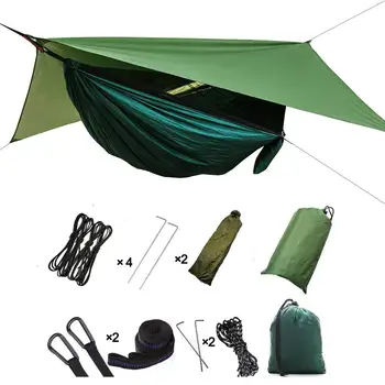 

2 in 1 Lightweight Portable Outdoor Camping Hammock Mosquito Net Hammock Tent With Waterproof Canopy Awning Netting Set