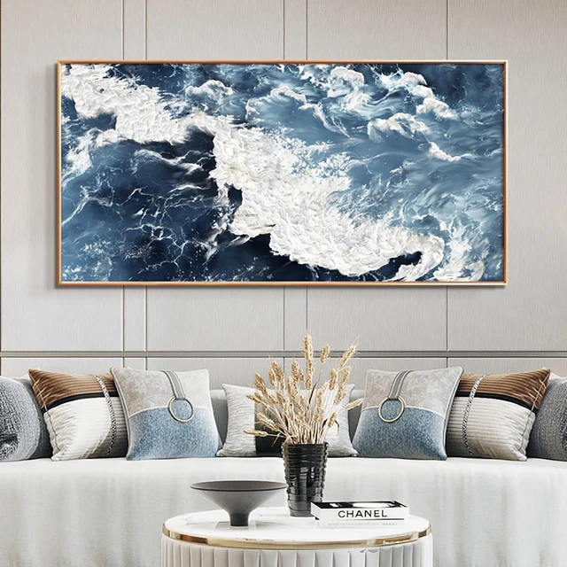 Wall Painting Hand Painted Texture Thick Acrylic Paint Abstract Sea Wave  Canvas Picture Unframed Pieces Artwork Modern Design - AliExpress