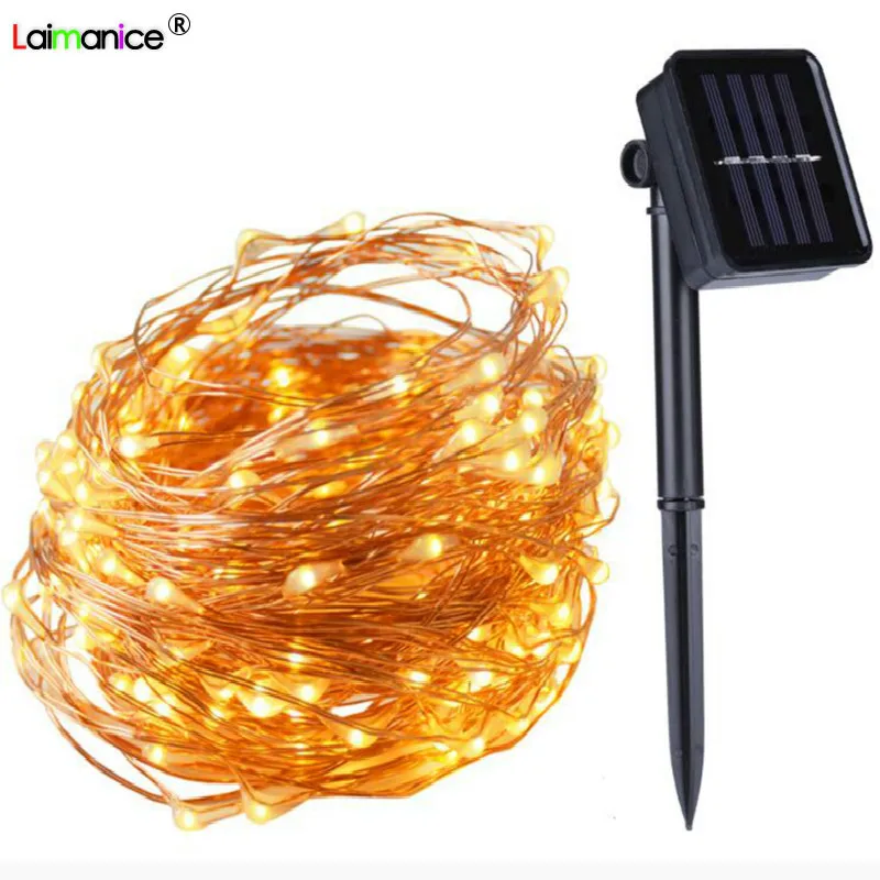 

22 LEDs Solar String Lights Waterproof 8 Modes Drop Lamp for Garden Party Wedding Decoration#P
