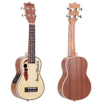 

ammoon Spruce 21" Acoustic Ukulele 15 Fret 4 Strings Stringed Musical Instrument with Built-in EQ Pickup