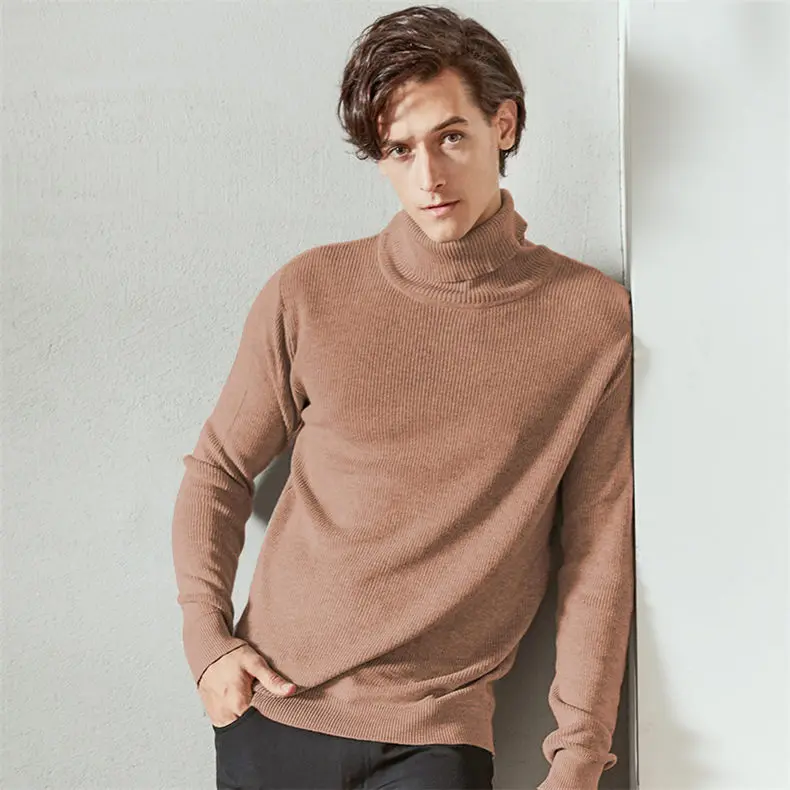 MuLS Sweater Men Pullovers High-Neck Cotton Turtleneck Sweater Jumpers Christmas Red Autumn Winter Thick Warm Male Knitwears DropShip 4
