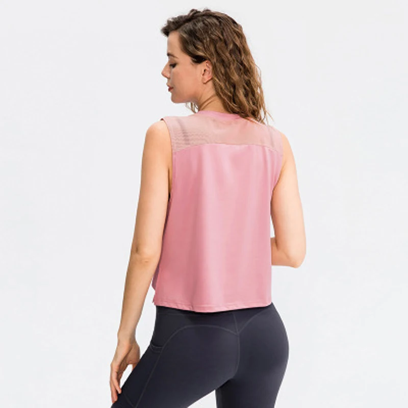 Yoga Top Sports Tank Yoga Shirt Sports Shirt Sports T Shirt Summer Sexy Crop Top Sport Fitness Yoga Tank Top For Women Quick Dry Solid Color Running Gym Workout Sport Shirt S-XXL