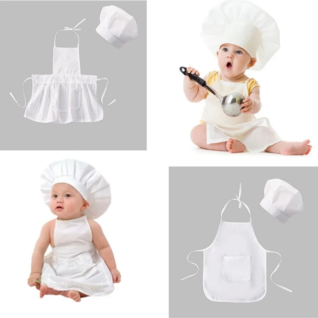 15 days Newborn Shoot Chef Apron Bebe Photo Accessories Set Baby  Photogrpahy Props New born Doll Hat Food Cook Costume Studio