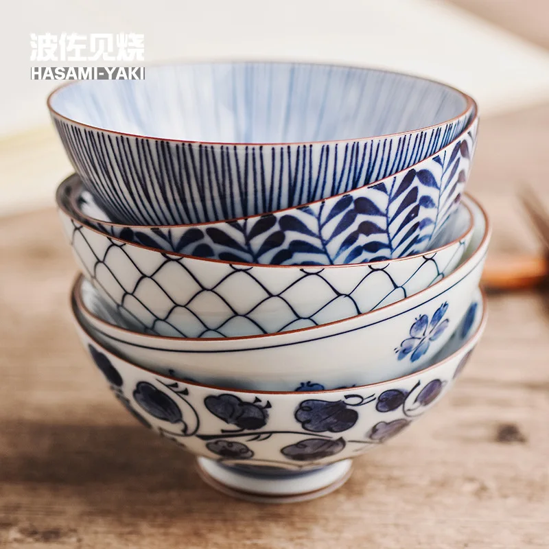 

Rice Bowl 4.5-Inch Imported from Japan Ceramic Tableware HASAMI Burn High Base Heat Resistant Gift Household Rice Bowl Set