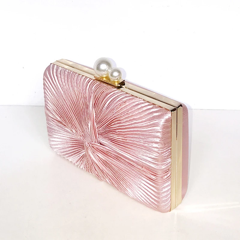 Women Pink Clutch Purse Fashion Fold Evening Bag Elegant Lady Chain Shoulder Bag For Party Banquet ZD1389