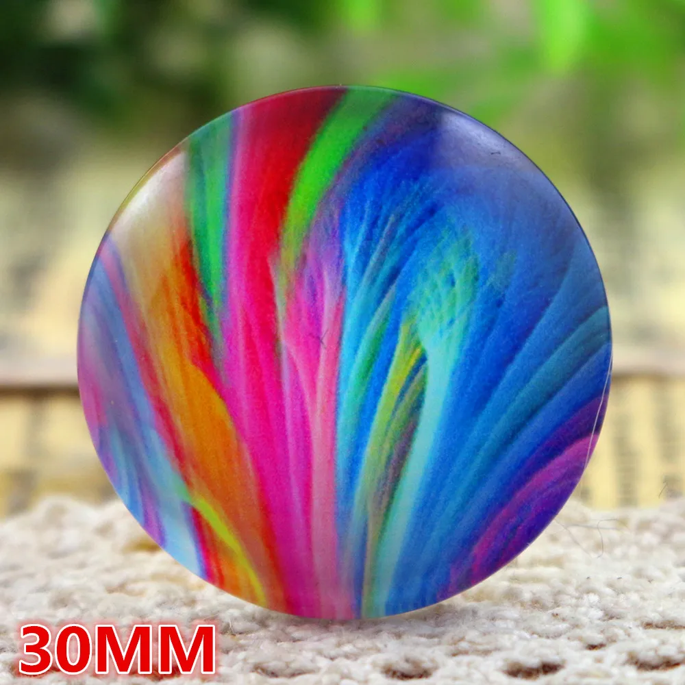 30mm 5pcs Handmade Photo Glass Cabochons Mixed Color Colors Cabochons