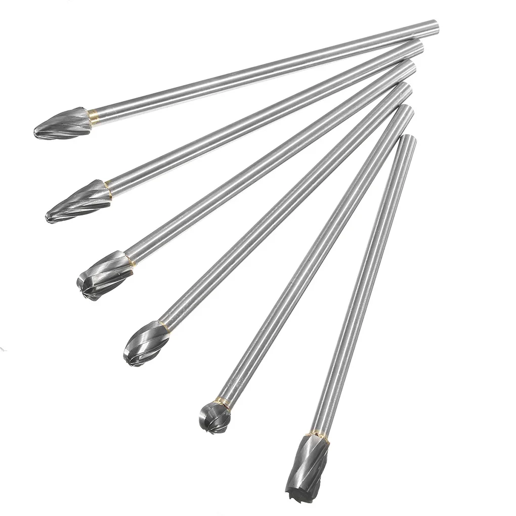 

new 6PCS/Set 150mm Long Carbide Drill 6mm 1/4" Handle Rotating Tungsten Carbide Aluminum Burr Cutting 10mm Metal Milling Cutters
