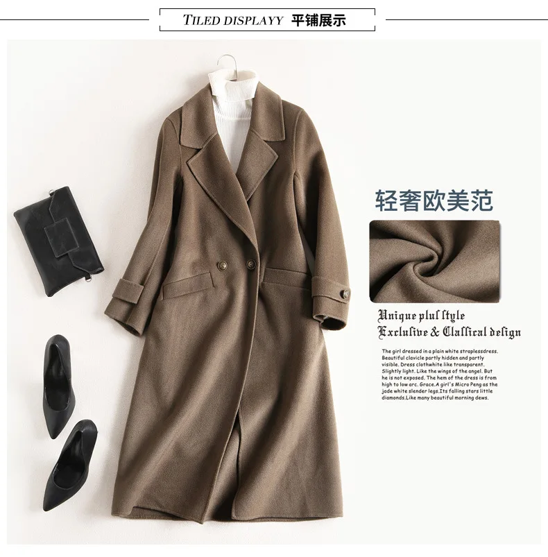 Winter Women Handmade Double-faced Wool Coat Long Design Elegant Winter Coats Women Clearance Clothes