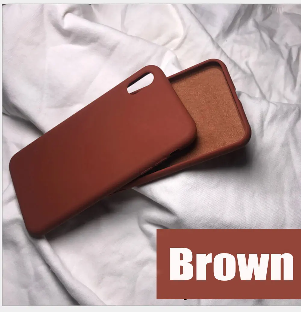 brown Официальный Стильный силиконовый чехол для iPhone 7/8 6S Plus 5s/SE/X/XS MAX/XR милые яркие цвета, Простые Модные чехлы для телефонов - Цвет: brown
