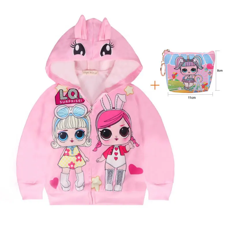 

2019 surprise explosion doll hooded haha jacket cute children card ventilated jacket + bag