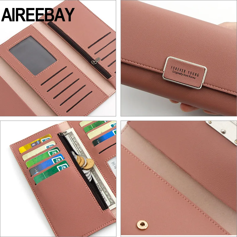 AIREEBAY женский кошелек длинный большой емкости браслет монета держатель карты Кошелек бренд модный клатч