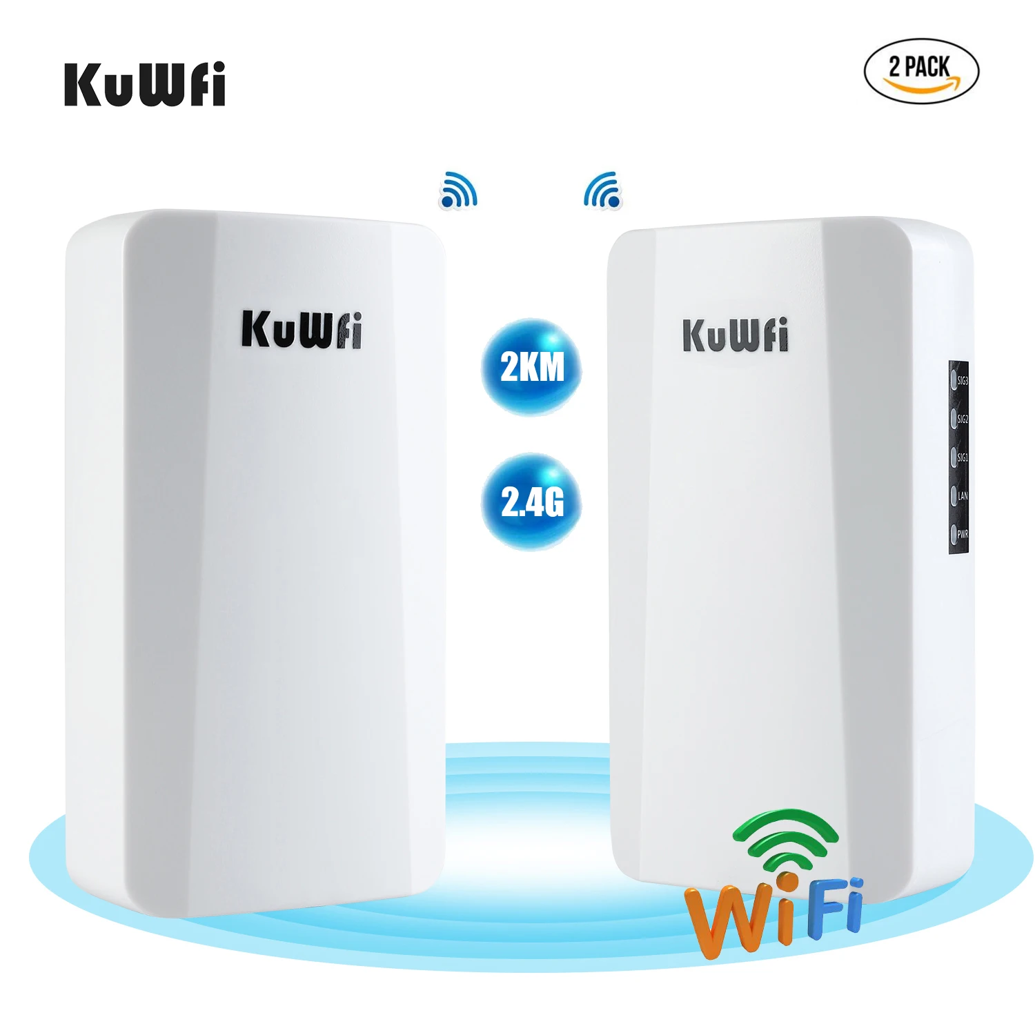 

KuWFi 1PCS/2PCS Outdoor Router Wireless Bridge Wifi Repeater 2.4G AP 1KM Long Range Wifi Coverage 300Mbps Wireless Router