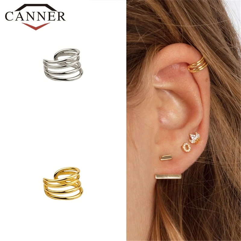 1 pcs European and American 925 Sterling Silver Clip on Earrings for Women Geometric Gold Silver Clip Earrings Without Piercing