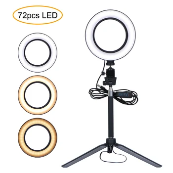

16CM/6.29 Inch LED Selfie Ring Light Studio Photography Photo Ring Fill Light with Tripod for Smartphone Makeup