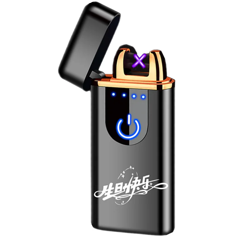 Электрический дисплей количества сенсорный USB Электронная зарядка Зажигалка металлическая креативная Ветроустойчивая импульсная Зажигалка дуговая зажигалка - Цвет: 19